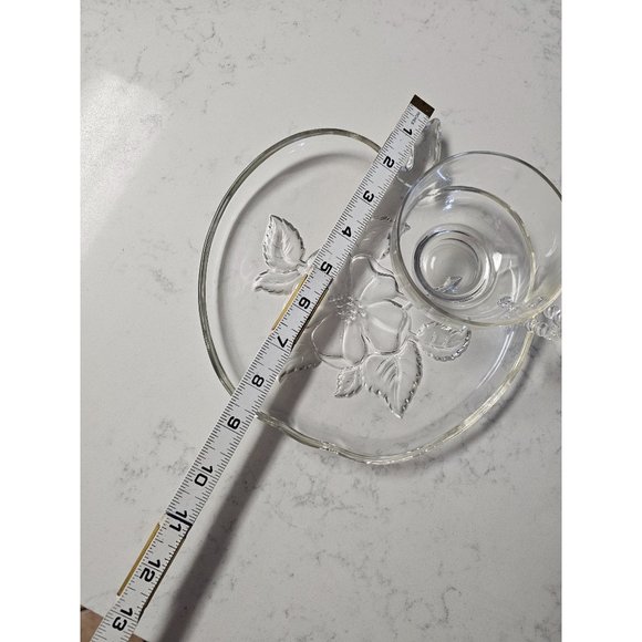 Hazel Atlas Apple Blossom Glass Plates and Cups Vintage dining‎ Set of 4 - Picture 7 of 8